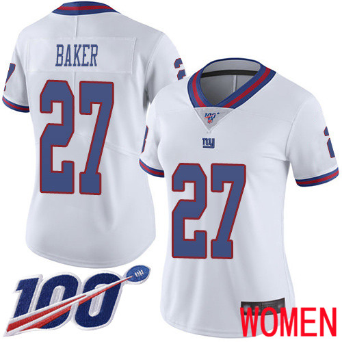 Women New York Giants 27 Deandre Baker Limited White Rush Vapor Untouchable 100th Season Football NFL Jersey